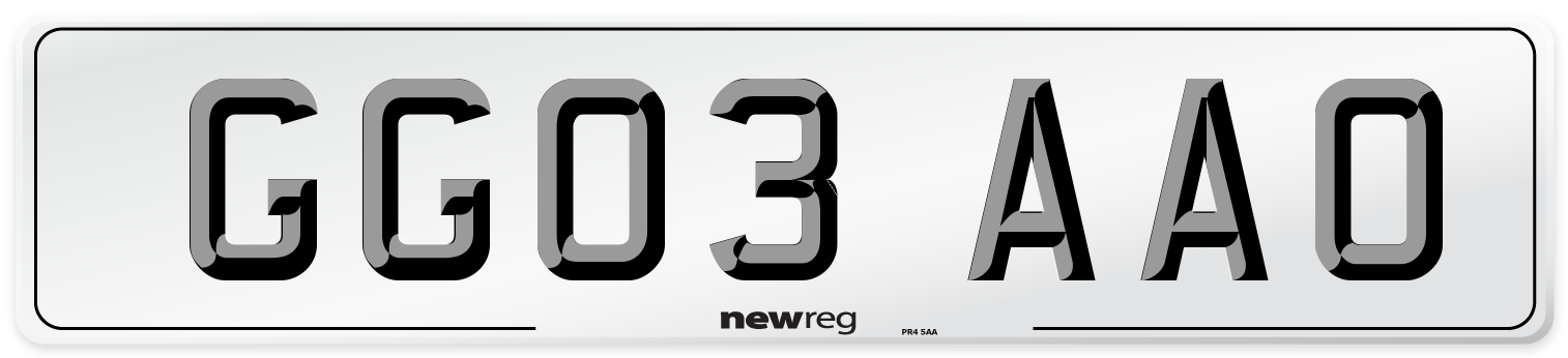 GG03 AAO Number Plate from New Reg